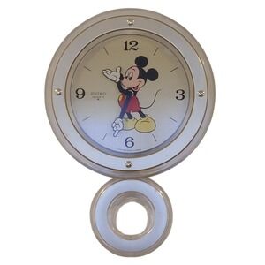 Vintage SEIKO Mickey Mouse Moving Hands‎ Clock Wall Hanging Pendulum Clock